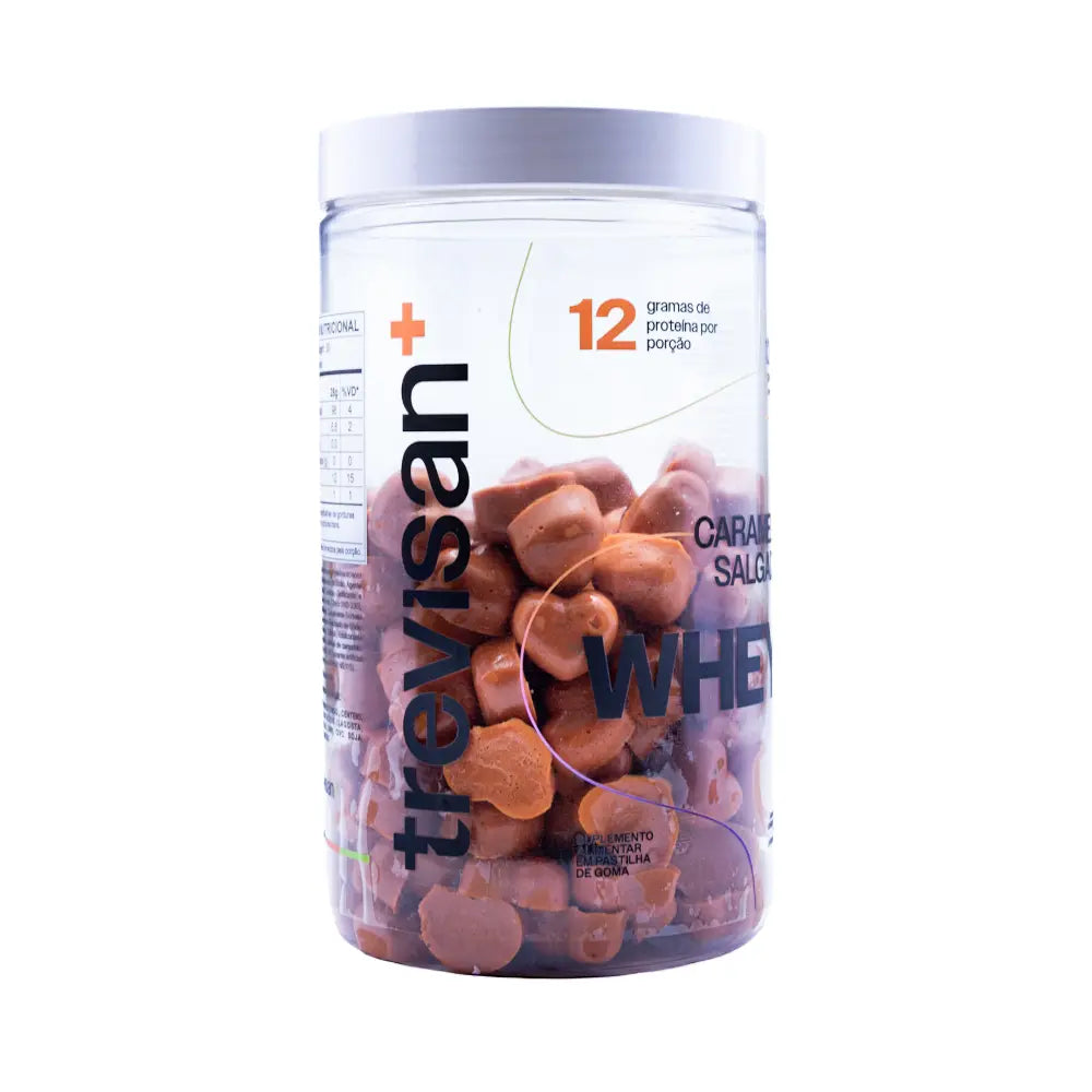 Whey Protein Caramelo Salgado Concentrado Zero açúcar 120 gomas Trevisan Mais Oficial